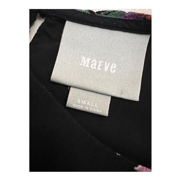 Anthropologie Maeve Black Floral Flutter Sleeve Blouse S - Picture 8 of 10